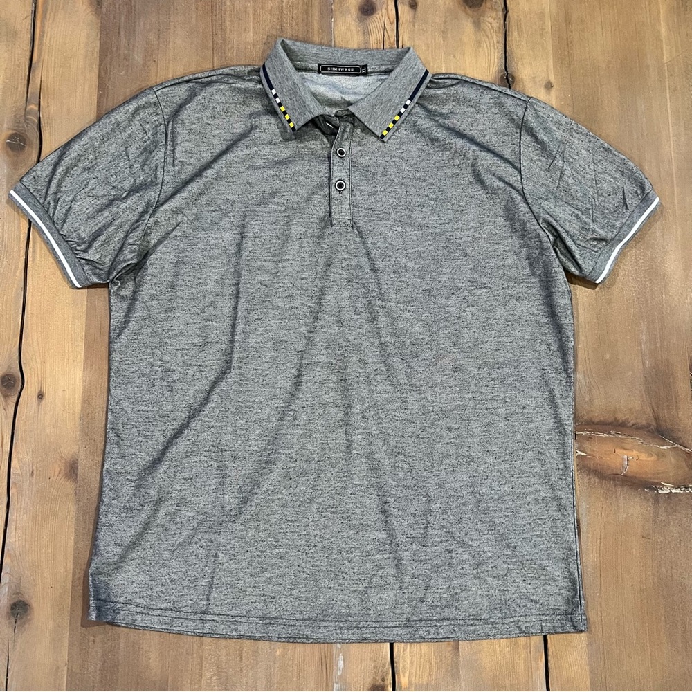 SIIMHWRSS Mens Gray Short Sleeve Polo Shirt